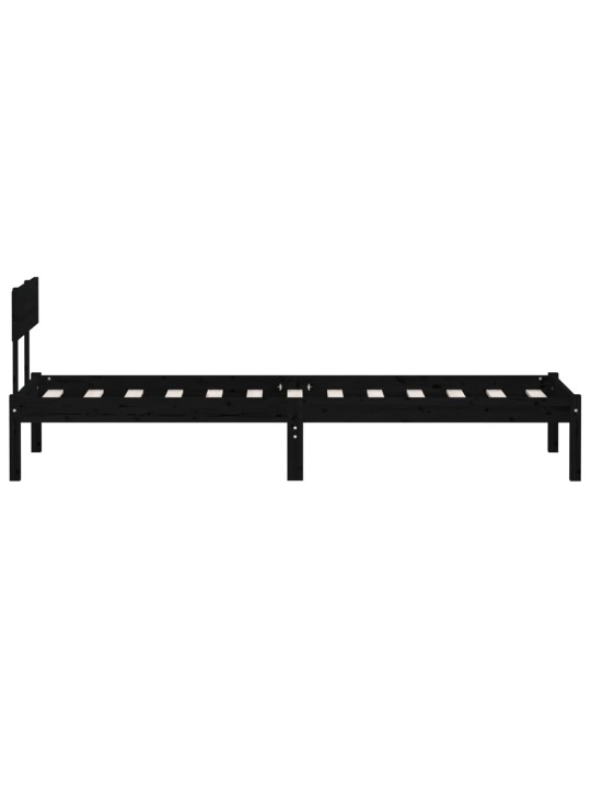 Rám postele černý masivní dřevo 75 x 190 cm malé jednolůžko