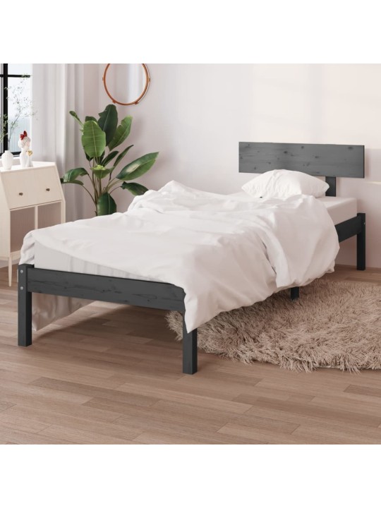 Rám postele šedý masivní borovice 90 x 190 cm Single
