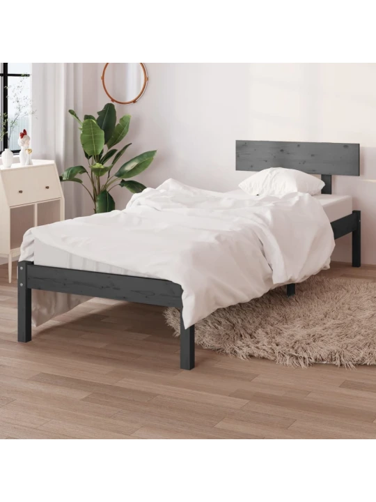 Rám postele šedý masivní borovice 90 x 190 cm Single