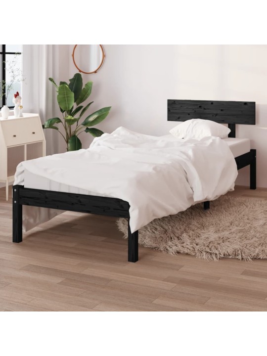 Rám postele černý masivní borovice 90 x 190 cm jednolůžko