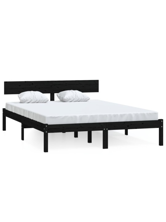 Rám postele černý masivní dřevo 120 x 190 cm malé dvojlůžko