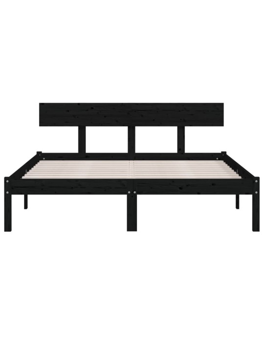Rám postele černý masivní dřevo 120 x 190 cm malé dvojlůžko