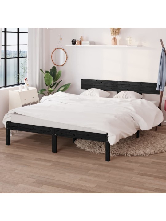 Rám postele černý masivní dřevo 120 x 190 cm malé dvojlůžko