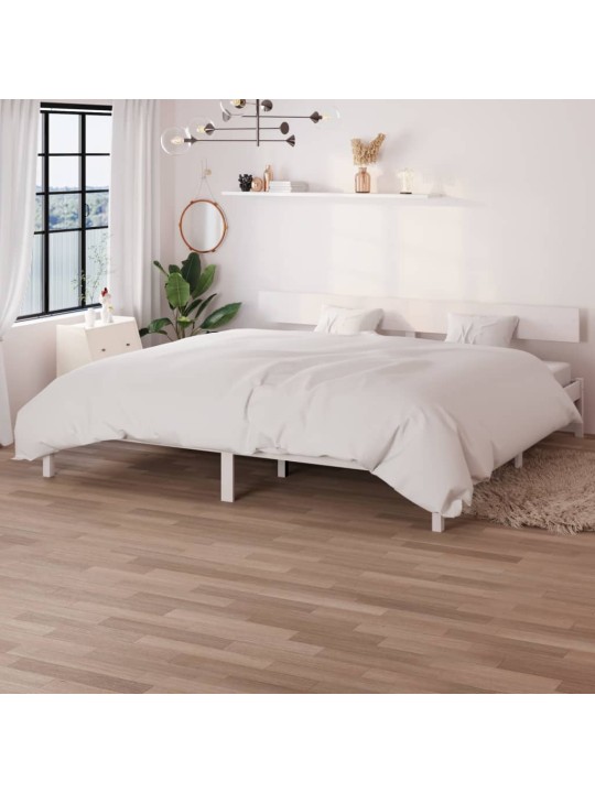 Rám postele bílý masivní dřevo borovice 200 x 200 cm