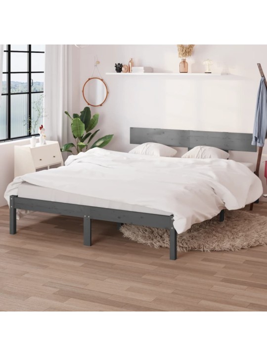 Rám postele šedý masivní borovice 200 x 200 cm