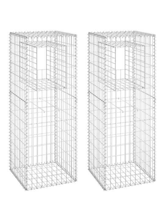 Gabionové sloupky 2 ks 50 x 50 x 140 cm železo