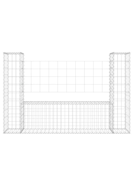 Gabionový koš ve tvaru U se 2 sloupky železo 140 x 20 x 100 cm