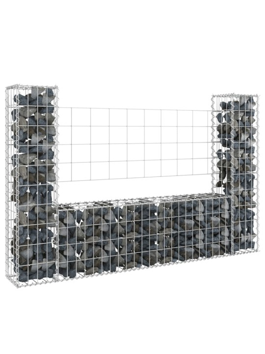 Gabionový koš ve tvaru U se 2 sloupky železo 140 x 20 x 100 cm