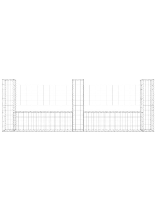 Gabionový koš ve tvaru U se 3 sloupky železo 260 x 20 x 100 cm