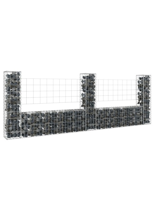 Gabionový koš ve tvaru U se 3 sloupky železo 260 x 20 x 100 cm