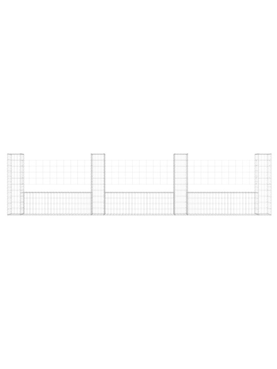 Gabionový koš ve tvaru U se 4 sloupky železo 380 x 20 x 100 cm