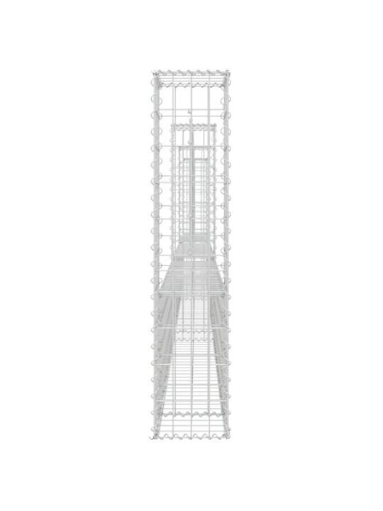 Gabionový koš ve tvaru U se 4 sloupky železo 380 x 20 x 100 cm
