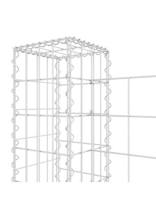 Gabionový koš ve tvaru U se 4 sloupky železo 380 x 20 x 100 cm