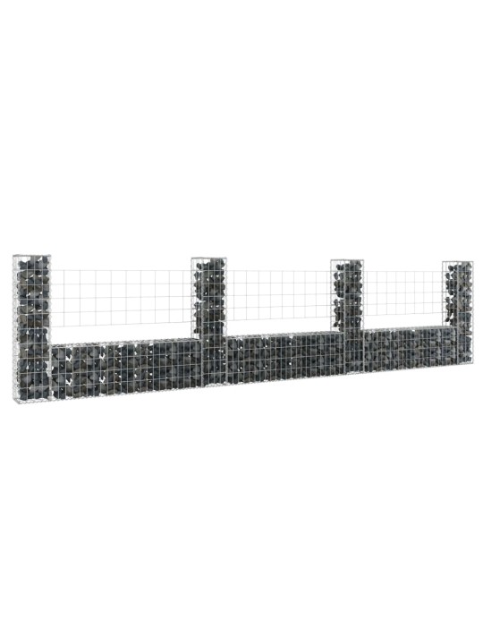 Gabionový koš ve tvaru U se 4 sloupky železo 380 x 20 x 100 cm