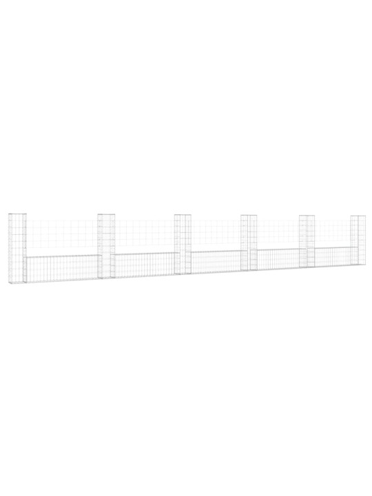 Gabionový koš ve tvaru U se 6 sloupky železo 620 x 20 x 100 cm