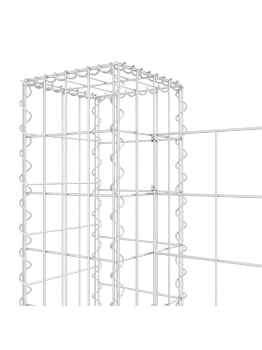 Gabionový koš ve tvaru U se 6 sloupky železo 620 x 20 x 100 cm