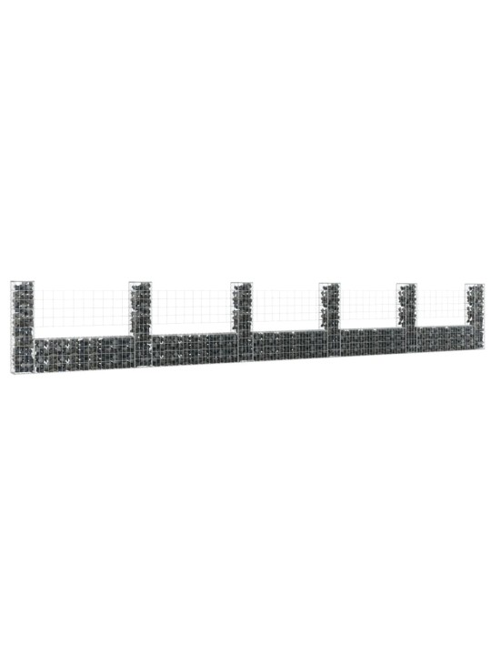 Gabionový koš ve tvaru U se 6 sloupky železo 620 x 20 x 100 cm