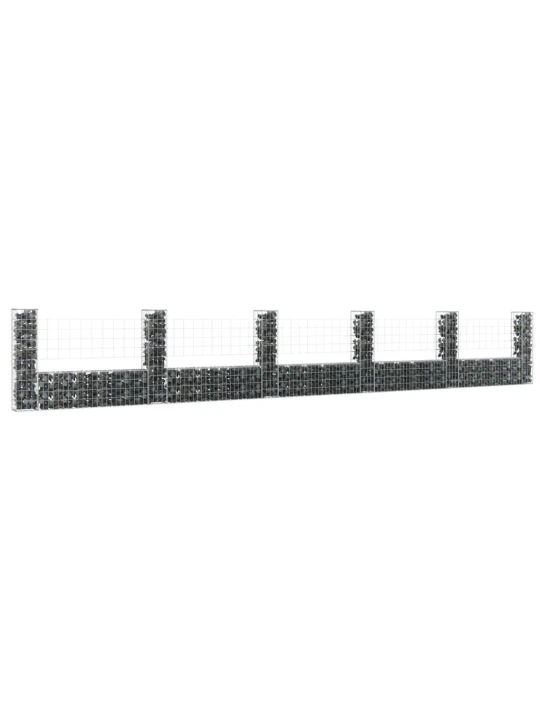 Gabionový koš ve tvaru U se 6 sloupky železo 620 x 20 x 100 cm