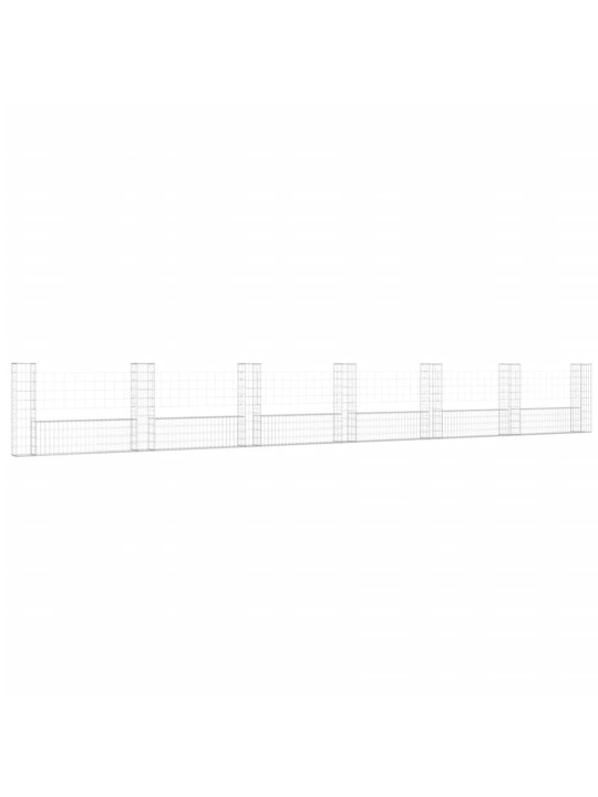 Gabionový koš ve tvaru U se 7 sloupky železo 740 x 20 x 100 cm