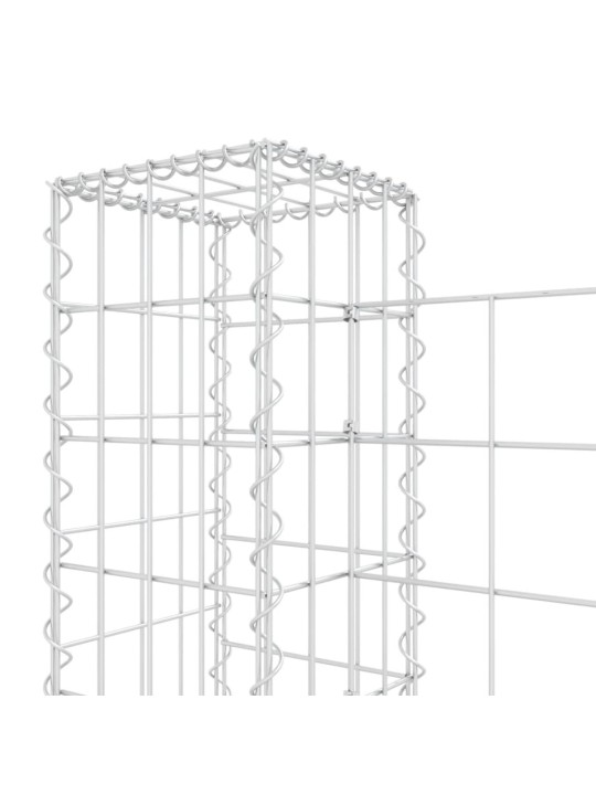 Gabionový koš ve tvaru U se 7 sloupky železo 740 x 20 x 100 cm
