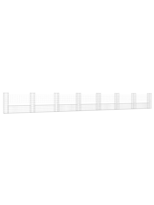 Gabionový koš ve tvaru U s 8 sloupky železo 860 x 20 x 100 cm