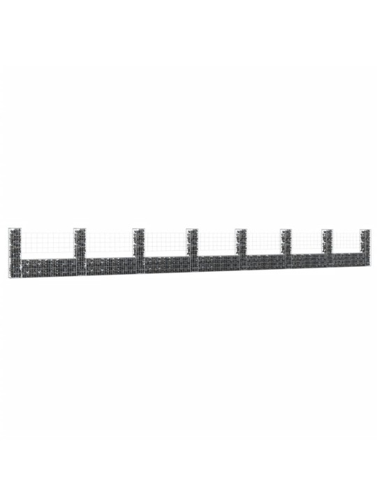 Gabionový koš ve tvaru U s 8 sloupky železo 860 x 20 x 100 cm