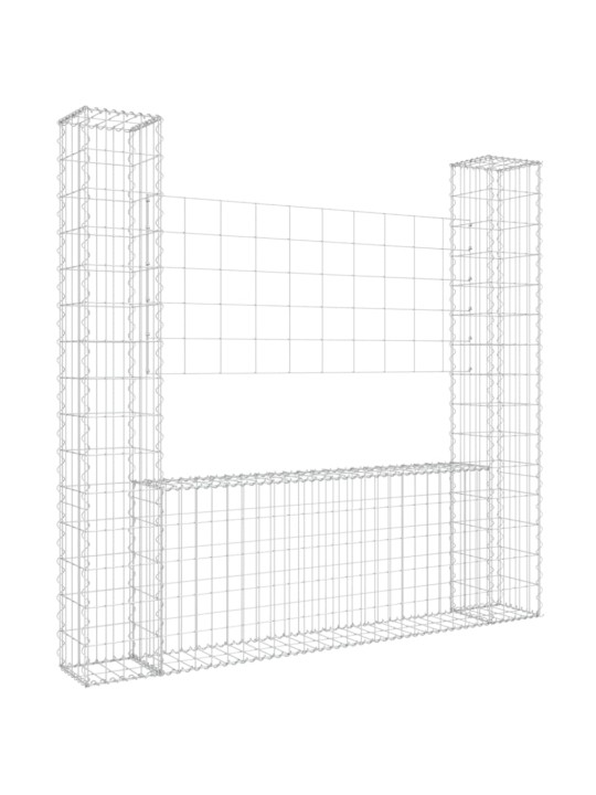 Gabionový koš ve tvaru U se 2 sloupky železo 140 x 20 x 150 cm