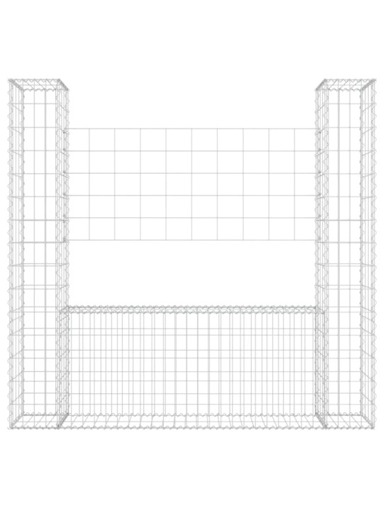 Gabionový koš ve tvaru U se 2 sloupky železo 140 x 20 x 150 cm