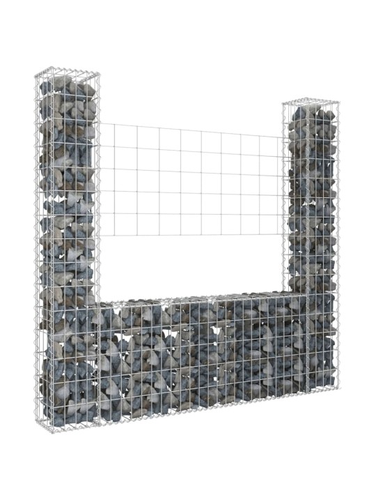 Gabionový koš ve tvaru U se 2 sloupky železo 140 x 20 x 150 cm