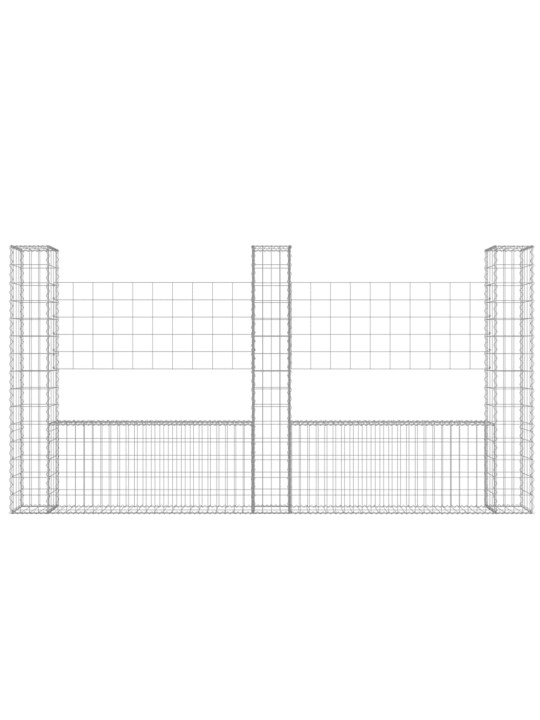 Gabionový koš ve tvaru U se 3 sloupky železo 260 x 20 x 150 cm