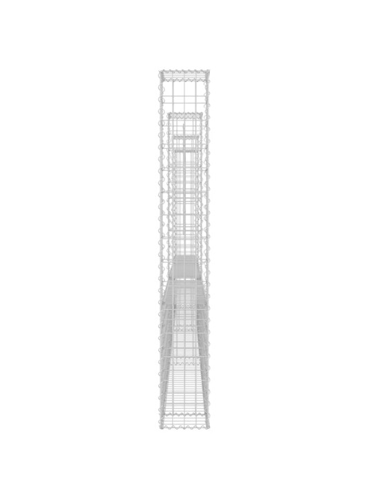 Gabionový koš ve tvaru U se 4 sloupky železo 380 x 20 x 150 cm