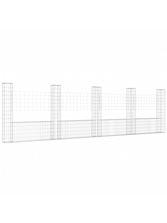 Gabionový koš ve tvaru U s 5 sloupky železo 500 x 20 x 150 cm