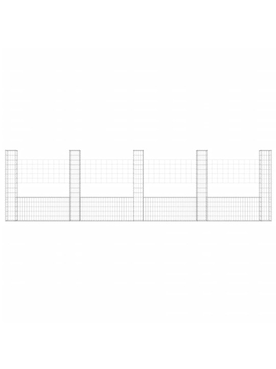 Gabionový koš ve tvaru U s 5 sloupky železo 500 x 20 x 150 cm