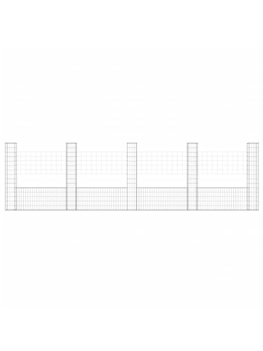 Gabionový koš ve tvaru U s 5 sloupky železo 500 x 20 x 150 cm