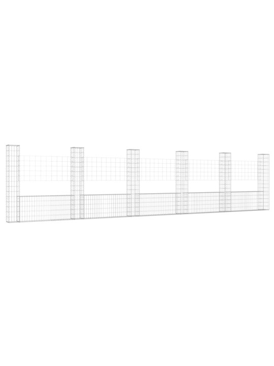 Gabionový koš ve tvaru U se 6 sloupky železo 620 x 20 x 150 cm
