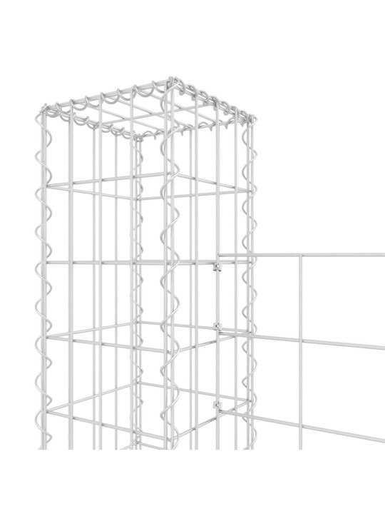 Gabionový koš ve tvaru U se 6 sloupky železo 620 x 20 x 150 cm