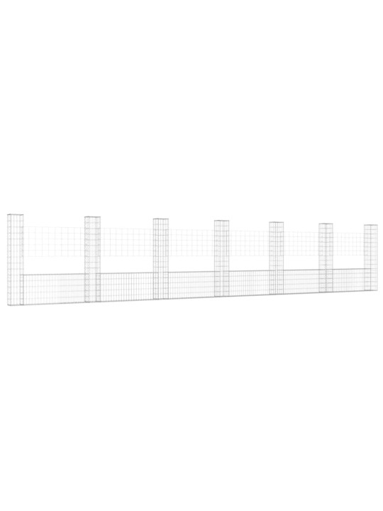 Gabionový koš ve tvaru U se 7 sloupky železo 740 x 20 x 150 cm