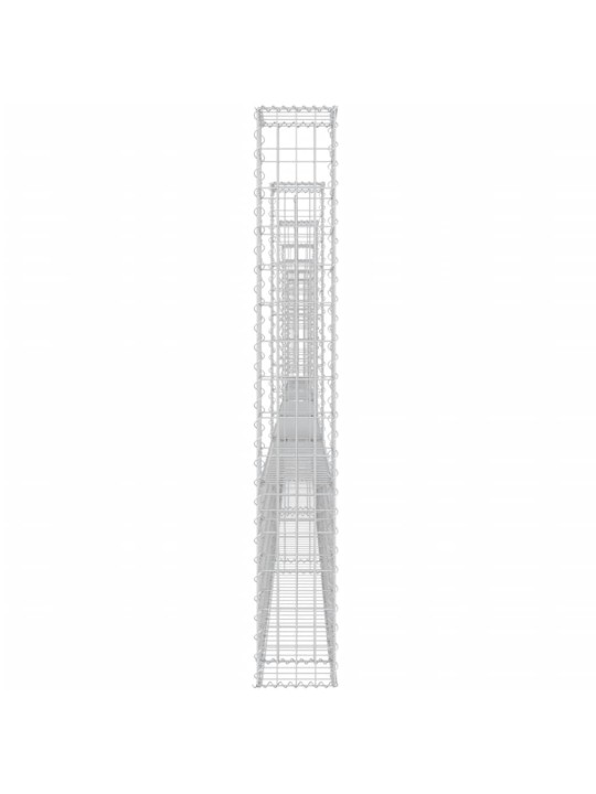 Gabionový koš ve tvaru U se 7 sloupky železo 740 x 20 x 150 cm