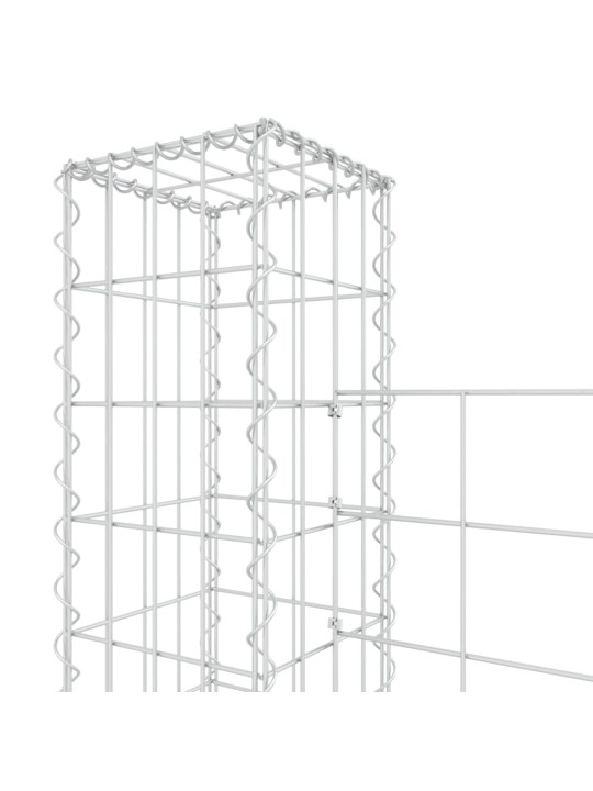 Gabionový koš ve tvaru U se 7 sloupky železo 740 x 20 x 150 cm