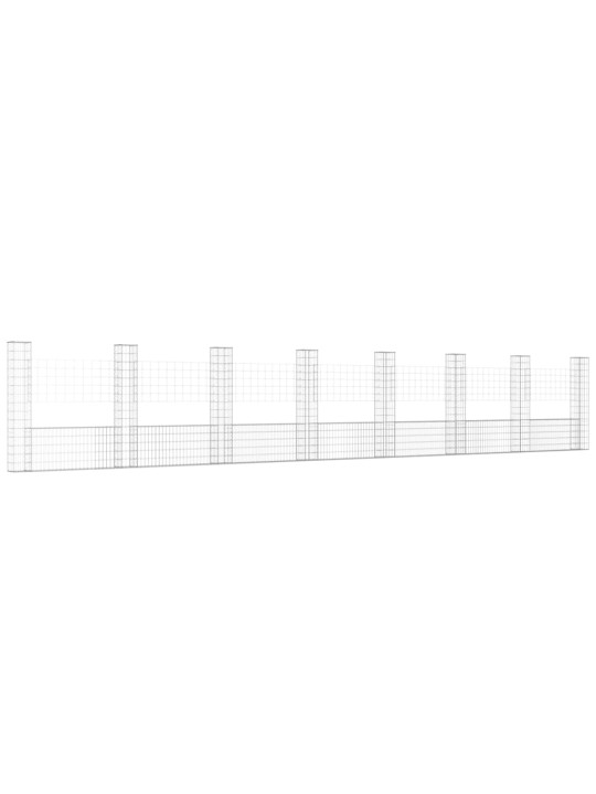 Gabionový koš ve tvaru U s 8 sloupky železo 860 x 20 x 150 cm