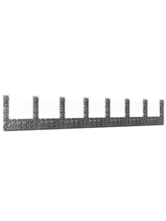 Gabionový koš ve tvaru U s 8 sloupky železo 860 x 20 x 150 cm