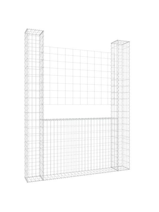 Gabionový koš ve tvaru U se 2 sloupky železo 140 x 20 x 200 cm