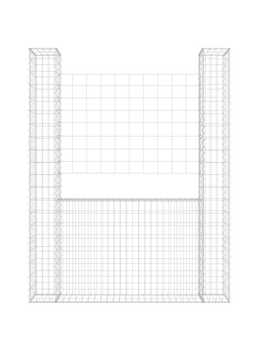 Gabionový koš ve tvaru U se 2 sloupky železo 140 x 20 x 200 cm