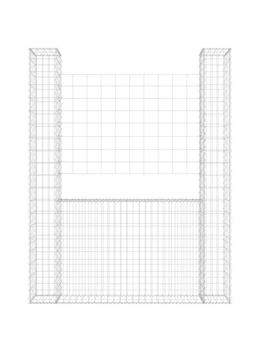 Gabionový koš ve tvaru U se 2 sloupky železo 140 x 20 x 200 cm