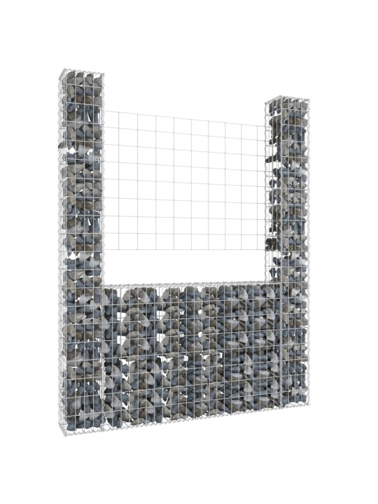 Gabionový koš ve tvaru U se 2 sloupky železo 140 x 20 x 200 cm