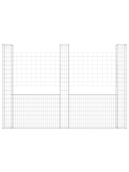 Gabionový koš ve tvaru U se 3 sloupky železo 260 x 20 x 200 cm