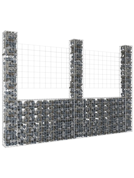Gabionový koš ve tvaru U se 3 sloupky železo 260 x 20 x 200 cm