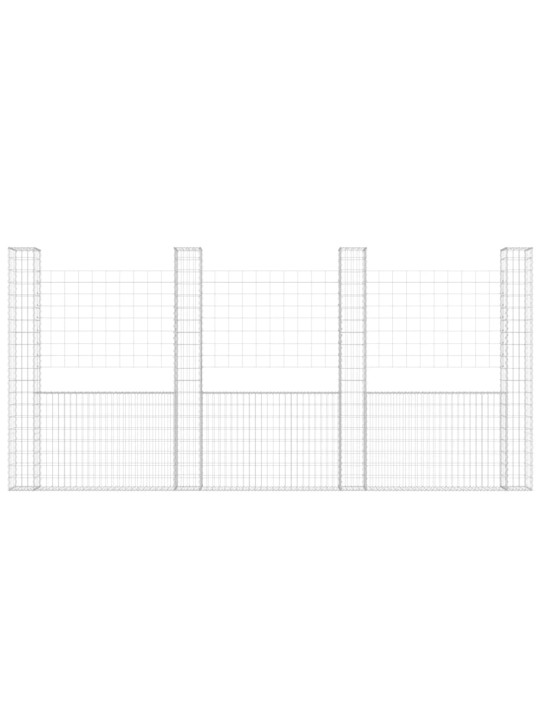 Gabionový koš ve tvaru U se 4 sloupky železo 380 x 20 x 200 cm