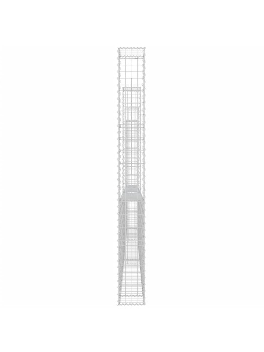 Gabionový koš ve tvaru U se 4 sloupky železo 380 x 20 x 200 cm