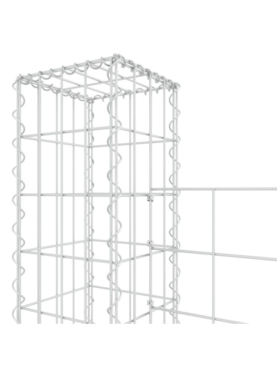 Gabionový koš ve tvaru U se 4 sloupky železo 380 x 20 x 200 cm